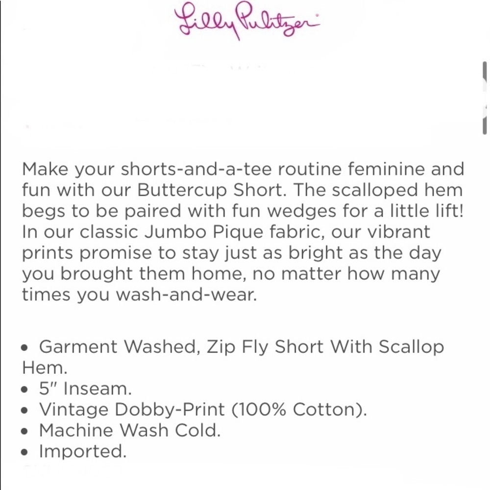 Lilly Pulitzer Buttercup Scalloped Hem Shorts 2 - Picture 4 of 5